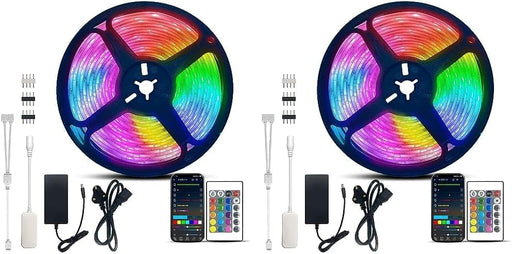 LED Strips Lights 5M with Remote, Led Lights Strip Music Sync, Flexible RGB Color Changing Led Lights Kit for Bedroom, DIY Color Options LED Strip for Home Decoration, Bar, Kitchen, Party - 5M (Pack of 2)