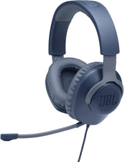 JBL Quantum 100 Wired Over-Ear Gaming Headset with a Detachable Voice-Focus Boom Mic, QuantumSOUND Signature, Lightweight Headband, Memory Foam Ear Cushion, PC and Gaming Console Compatible - Black - Blue Quantum 100