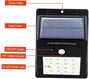 360 Light 20 LEDs Solar Motion Sensor Waterpoof Heatproof Outdoor Light, White, H10.2 x W15.8 D5.6 cm