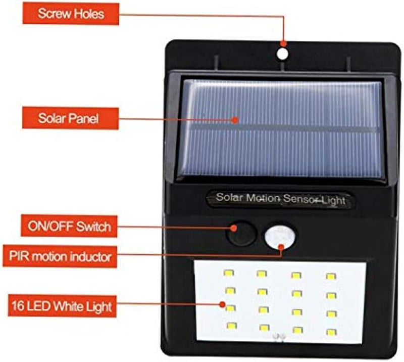 360 Light 20 LEDs Solar Motion Sensor Waterpoof Heatproof Outdoor Light, White, H10.2 x W15.8 D5.6 cm