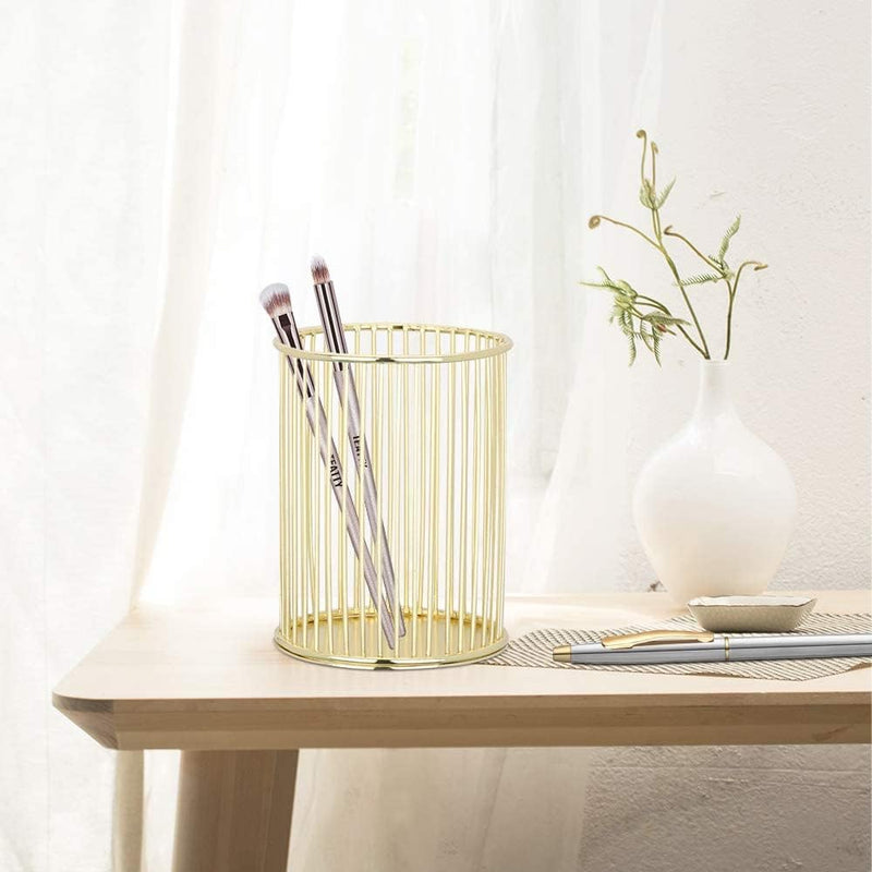 NALACAL Pen Holder, Pencil Holders, Makeup Brushes Cup, Gold Desk Storage Organizer Container for Home & Office Stationery and Desk Accessories
