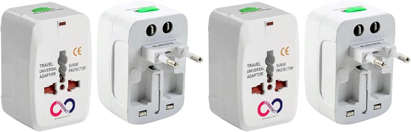 Universal Travel Adapter Pack of 2, International Plug Adaptor for Worldwide Compatibility for Easy Charging, Lightweight and Compact, Ideal for International Travel - Pack of 4