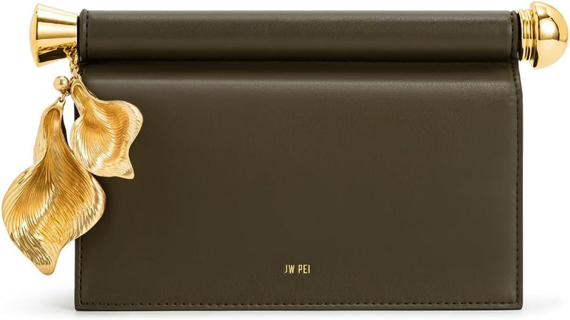 Women's Holly Metal Pendant Embellished Clutch - Dark Olive