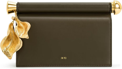 Women's Holly Metal Pendant Embellished Clutch - Dark Olive