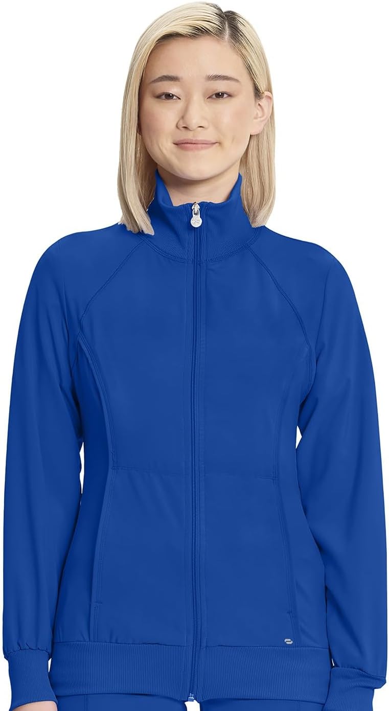 Zip Front Scrub Jackets for Women, 4-Way Stretch Fabric, 2391A - blue