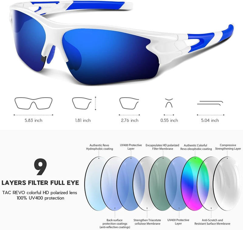 Polarized Sports Sunglasses for Men Women Youth Baseball Fishing Cycling Running Golf Motorcycle Tac Glasses UV400