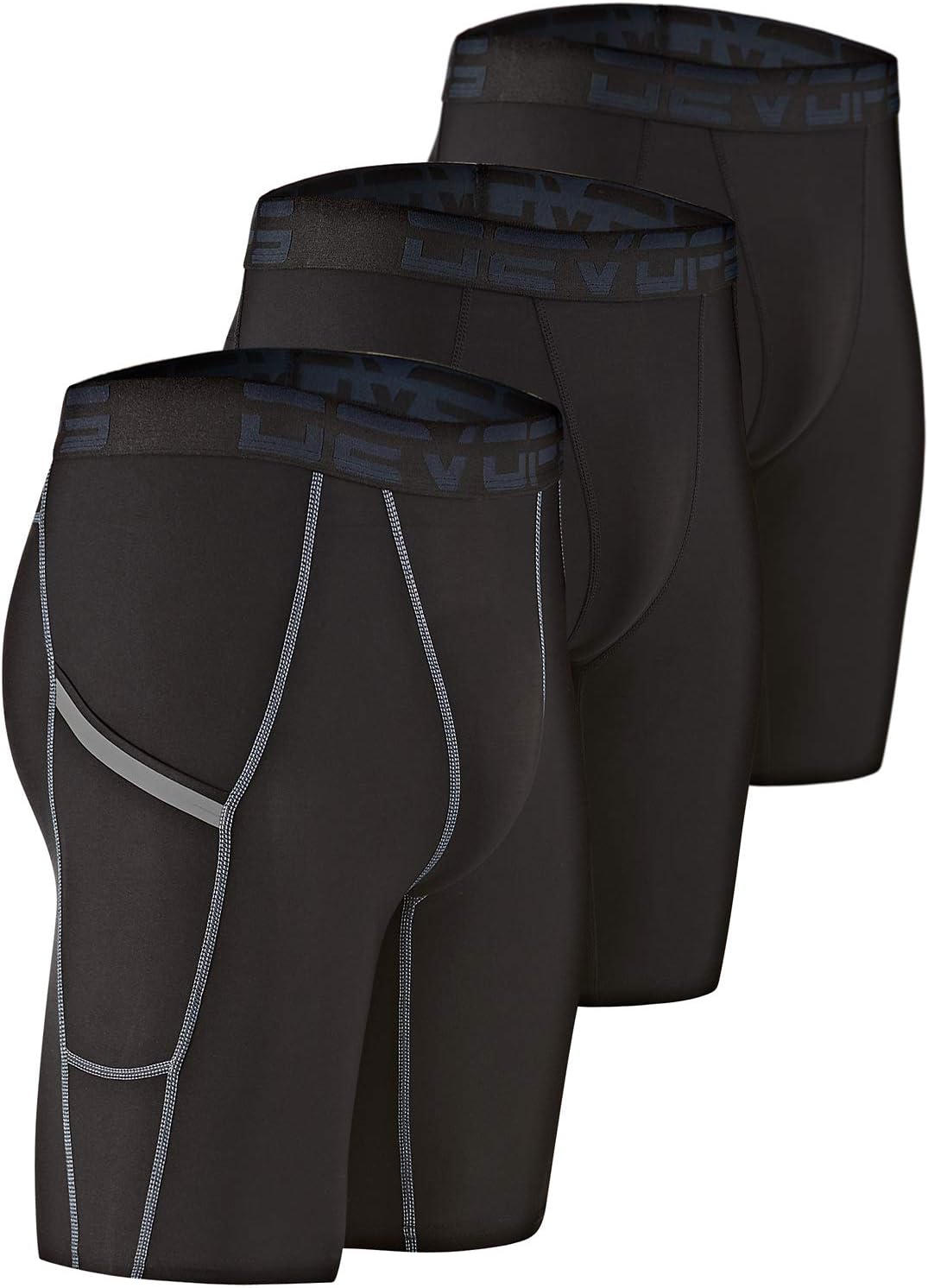 2 Pack Men's Compression Pants Athletic Leggings with Pocket/Non-Pocket – image 4