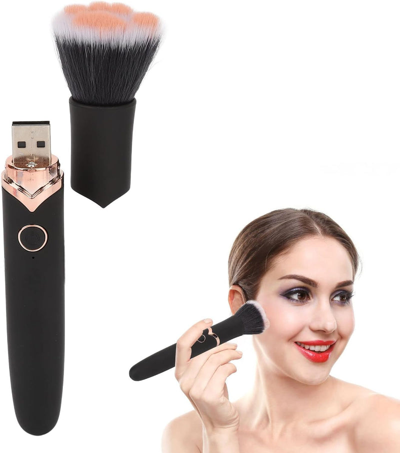 Coodiikaka Electric Makeup Brush, 10 Gears Vibration Massage makeup Brush, Works with Foundation, Concealer or Blush, Rechargeable Adjustable Loose Powder Brush (Black)