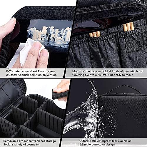 ORiTi Makeup Case Travel Makeup Bag Portable Train Cosmetic Case Organizer with Adjustable Dividers for Cosmetics Makeup Brushes Toiletry Jewelry Digital Accessories Holder Storage Box Black