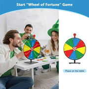 12 Inch Prize Wheel Spinning Game - Carnival Spinner Wheel for Prizes, Fortune Wheel Spinner with Stand, Ruleta de Premios with Dry Erase Marker and Eraser, 10 Options