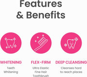 Whitening Toothbrush (White), Compact Small Full Head, High-Strength Micro Soft bristles, Deep Cleaning, Sensitive Gums Teeth, Daily Oral Enamel Dental Care-4 Packs