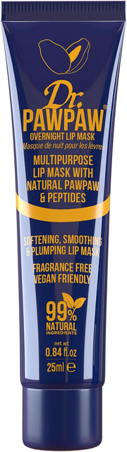 Dr.PAWPAW Overnight Lip Mask - Multi-Purpose Balm, Natural Pawpaw & Peptides Smooth Skin, Cracked Lips, Vegan, Ethical Beauty & Fregrance Free (25 ml)