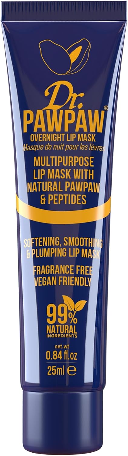 Dr.PAWPAW Overnight Lip Mask - Multi-Purpose Balm, Natural Pawpaw & Peptides Smooth Skin, Cracked Lips, Vegan, Ethical Beauty & Fregrance Free (25 ml)
