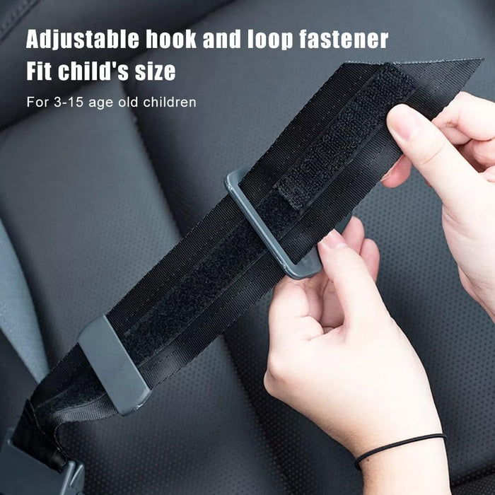 AMERTEER Kids Seat Belt Adjuster – Universal Car Seatbelt Clip for Children, Adjustable Neck & Face Protection Safety Buckle for Kids, Comfortable Shoulder Strap Positioner for Child Safety (Black)