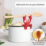 Red the Crab Silicone Utensil Rest, Kitchen Gifts, Silicone Spoon Rest for Stove Top, Heat-Resistant Kitchen and Grill Utensil Holder, Non-Slip Spoon Holder Stove Organizer, Steam Releaser
