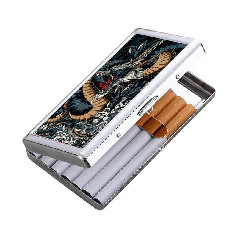 KUGUAN Stainless Steel Cigarette Case, 20pcs Slim/100's or 14pcs Regular/King Size, Moisture Proof, Durable, Portable, Good for Gift