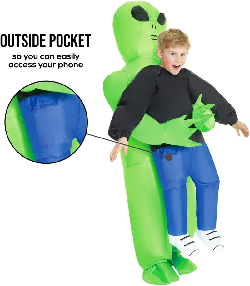 PINKE Kids Inflatable Alien Costume, Blow Up Alien Outfit for Children Halloween Prop Toy Cosplay Party Supplies, Halloween Costumes for Kids, One Size