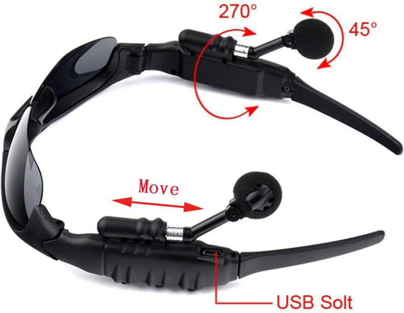 Khazna Wireless Bluetooth Sunglasses Anti-ray Stereo 4.1 Music Bluetooth Headphones for Men Support Both Headset and Hands-Free for All Kinds of Cell Phones (black-gray)