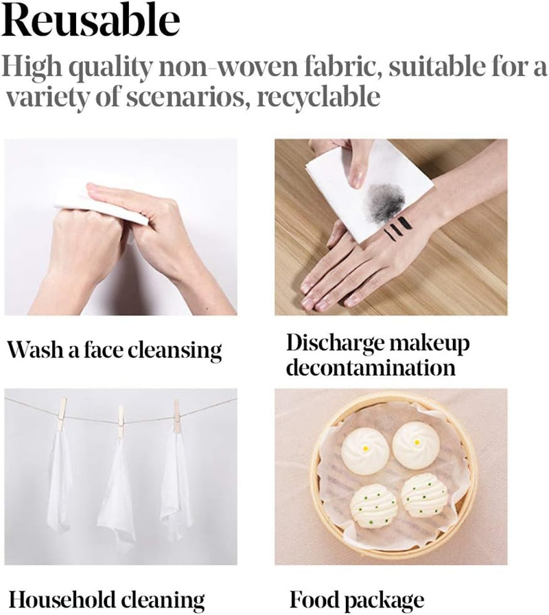 AMZAWRIEL 100PCS Large Disposable Face Towel, Facial Eye Nail Make up Removing Cotton Tissue, Multipurpose Cotton Towel Tissue for Skin Care, Reusable Cotton Pads, Wet & Dry Use
