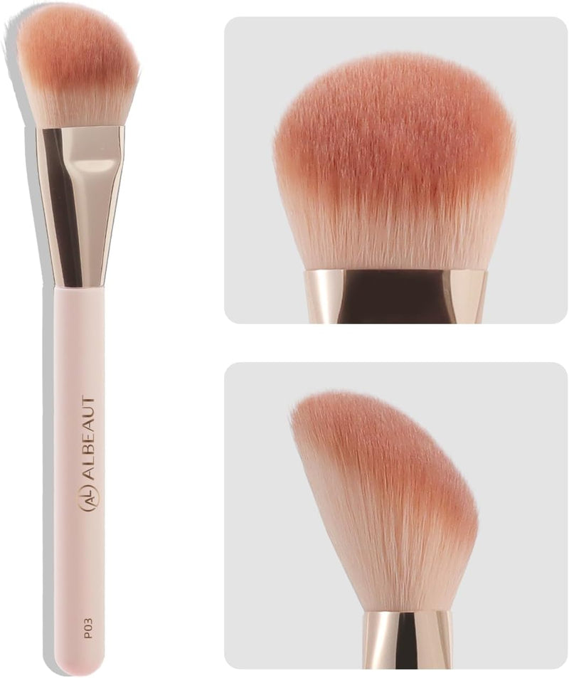 ALBEAUT Liquid Blush Brush Angled for Cheek Makeup,Cream Foundation Contour Bronzer highlight Blending, Angled Face Makeup Tool (Multitask Face Brush)