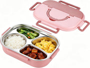 Lunch Box For Kids School,1000ml Stainless Steel Bento Lunch Box,4 Compartments Bento tiffin box,Food-Safe Materials and Leak-proof,for Adults and Children,School,Office (Pink) - Pink