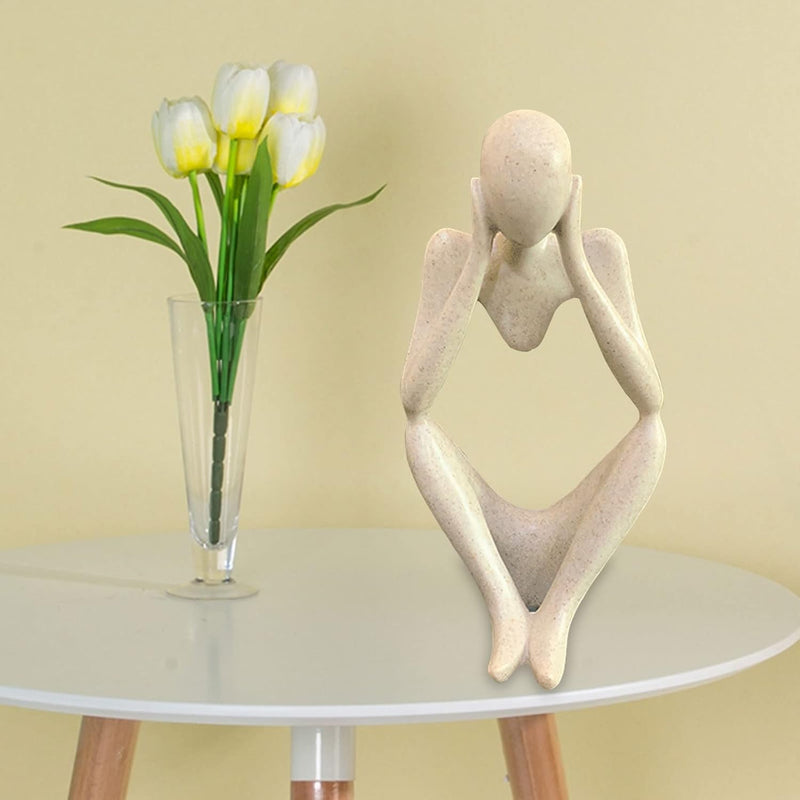 Thinker Statues and Sculptures, Sandstone Resin Thinker Statue Ornaments, Abstract Style Sculptures, Housewarming Gifts, Housewarming Decorations, Living Room Dining Desk Decorations (Right, Small)