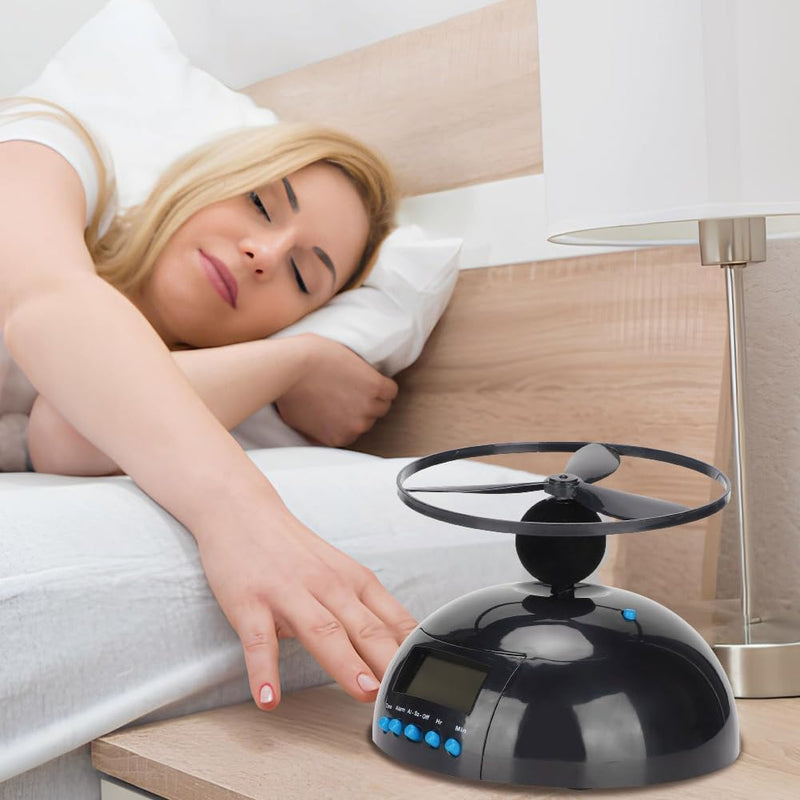 Flying Alarm Clock, Novelty Digital LED Alarm Clock, Digital LED Clock Gadget Run Away for Bedroom, Office, Home, School, Electronic Helicopter, Chopper, Propeller, Heavy Sleepers