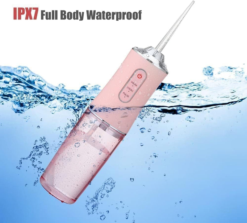 Portable Water Flosser, 220ml Tank, 3 Modes, 4 Jet Tips, Waterproof Dental Oral Irrigator