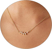 Diamond Necklaces for Women Dainty Leaf Necklace 14k Gold Plated Layered CZ Moon Necklace Simple Diamond Choker Necklaces for Women Trendy Jewelry Gifts for Girls - Gold Leaf Pendant 16.5/2 Inch