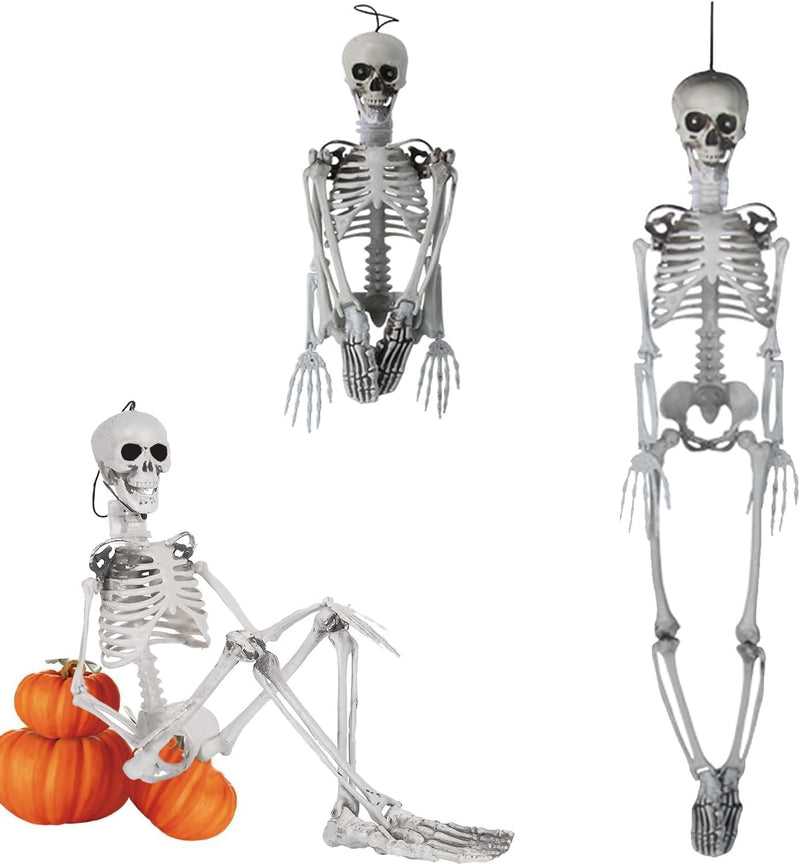Halloween Skeleton Decoration, 40CM Hanging Poseable Skeleton Bride and Groom with Cape and Veil for Indoor Outdoor Party Yard Décor (B-40cm 2pcs set) - 165CM