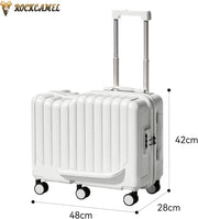 Kids Ride-On Suitcase, 20 Inch ABS Hard Shell Carry-On Case with Cup Holder & Side Hook & Phone Holder, 6 360 Silent Wheels, Build-in Password Lock, Fun Trunk Case for Air Travel, White