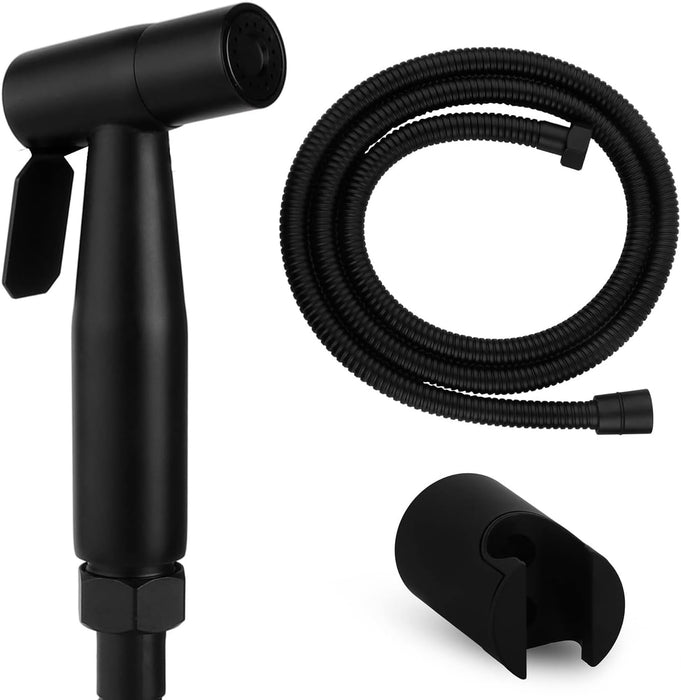 Aputue Handheld Bidet Sprayer for toilet, 304 Grade Stainless Steel Bathroom Jet Spray with 1.2 Meter Shower Tube, Portable Adjustable Water Pressure Handheld Bidet Sprayer for Bathroom （Black）