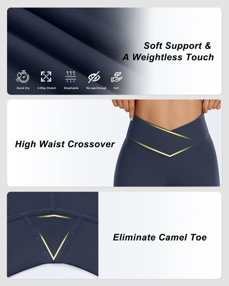 Aoliks Crossover Flare Leggings for Women,High Waisted Bootcut Yoga Pants Workout Bell Bottom Leggings