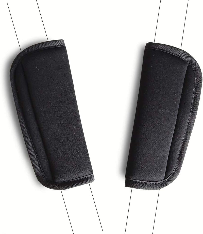 SeedFuture Baby Pushchair Seat Strap Covers with Velcro Black 2 Pack, Adjustable and Universal Pram Shoulder Seat Belt Cushion Pads for Children Kids Newborn, Stroller Accessories