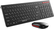 Totulife 2.4GHz Wireless Keyboard and Mouse Set, Red/Black