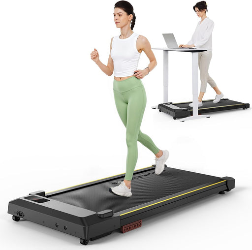 UREVO Walking pad Smart with APP Control, Under Desk Treadmill for Home and Office, 2.5 HP Portable Walking Jogging Running Machine with Remote Control 120KG Capacity