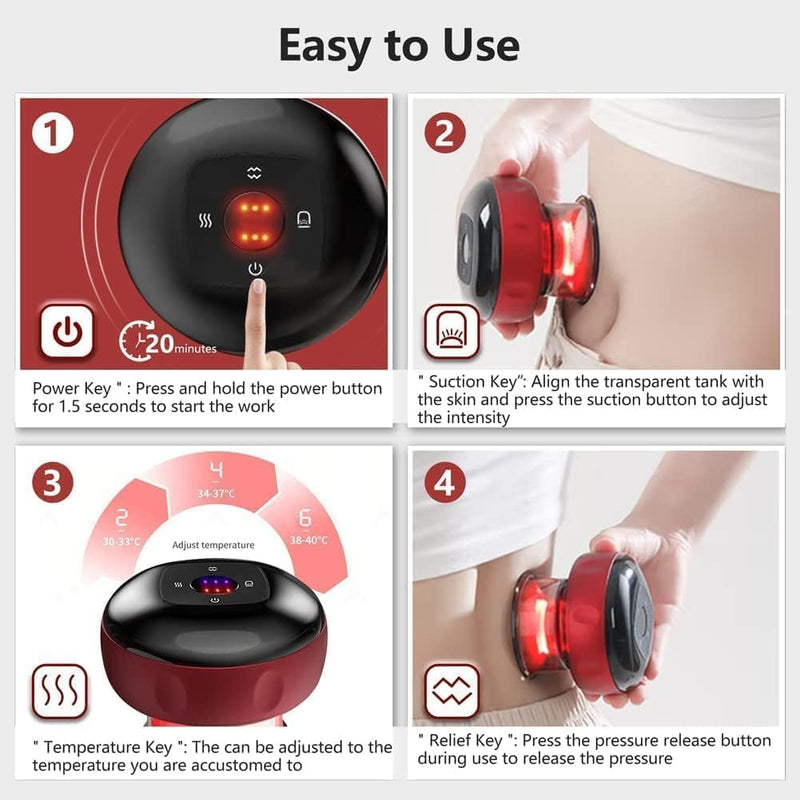 Electric Cupping Therapy Machine, 3 in 1 Cellulite Massager, Smart Dynamic Cupping Therapy Set, Rechargeable Gua Sha Cupping Massager, For Shoulders, Back and Neck, Various Areas