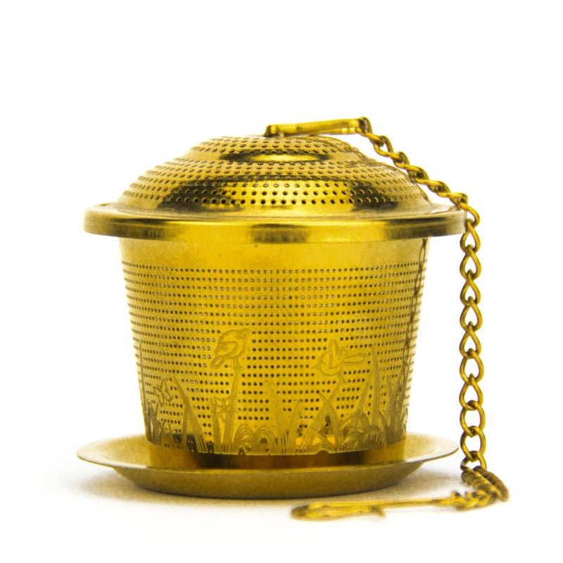 Tealand Durable Stainless Steel Fine Basket Infuser with Tray Perfect Size Suitable To Any Teapot Mugs Cups To Steep Green Black Herbal Oolong Loose Leaf Tea 4x3.3cm