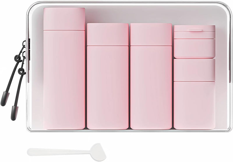 NALACAL Travel Dispenser Bottles for Toiletries, 5 Pack Travel Size Containers, Leak Proof Refillable Travel Accessories for Shampoo Conditioner, Portable Travel Bottles with Clear Toiletry Bag