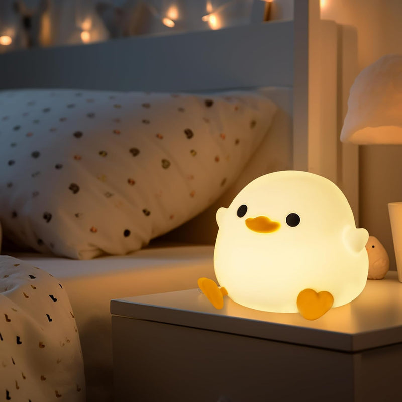 Dimmable Duck Lamp, Cute Silicone Touch Control USB Rechargeable Night Light for Kids Room Decor Gift