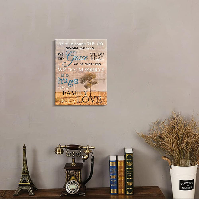 Kas Home Thankful Grateful Blessed Wall Decor Canvas Inspirational Quote Sign Farmhouse Rustic Wall Art Positive Word Hanging Decoration for Bedroom Living Room Kitchen Framed Plaque (10.6 x 13.7