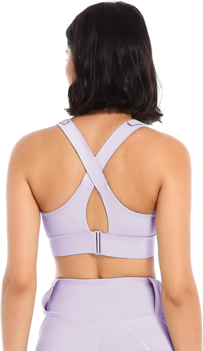 Sports Bra for Women High Impact Work Out Bra with Support Front Zipper Gym Padded Bras with Adjustable Straps