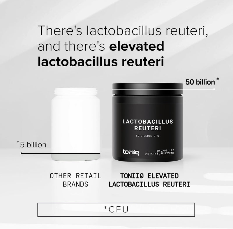 50 Billion CFU Lactobacillus Reuteri Probiotic 50mg per Serving - L Reuteri Probiotics - Highest CFU Count Lactobacillus Reuteri Probiotic - 60 Vegetarian Capsules - 60 Servings