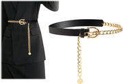 Womens Metal Waist Chain Belt Adjustable Multilayer Link Belt for Jeans & Dresses Gold Chain Belt with Coin Design Fashion Waist Belt for Casual & Evening Wear