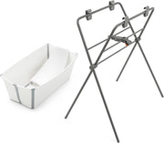 Stokke Flexi Bath + Newborn Support + Flexi Bath Stand - Baby Bath Tub with Stand for Newborns & Babies Up to 48 Months - Foldable, Durable & Easy to Store - White - White