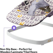 BabaBing! | Float Baby Bouncer | Reclining Baby Rocker with Contemporary Ellie Elephant Print | Portable Baby Seat with Exclusive Soft Toys