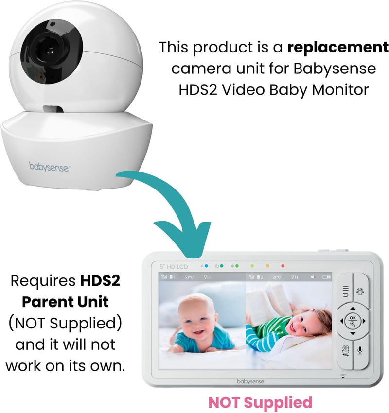 Babysense HD S2 Baby Video Monitor, Pan-Tilt Remote Zoom, Two-Way Talk Audio, Long Range, Night Vision, Night Light, Lullabies, Monitoring
