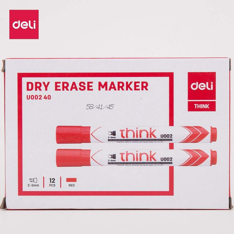 Deli Think 2-5mm Chisel Tip Dry Erase Markers 1x12Piece, Black