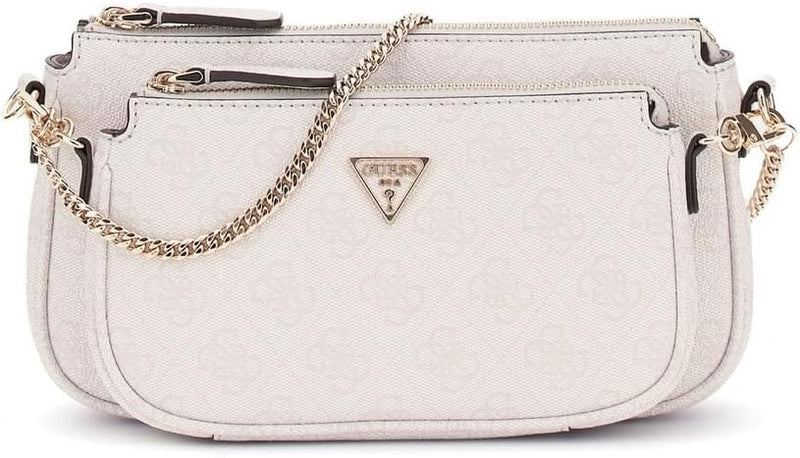 Womens Noelle Crossbody Double Pouch Handbag - White Logo