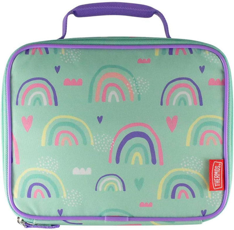 STANDARD REUSABLE LUNCH BAG - UNICORNS, INSULATED TRAVEL BAG - RAINBOW